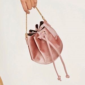 Pink Velvet Mini Pouch Bag